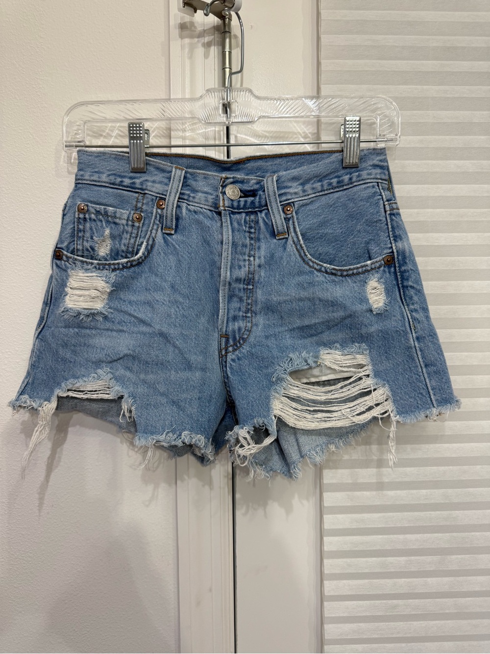 Levi's Light Blue Distressed Denim Cutoff Shorts